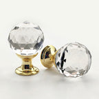 Puxador Cristal Sextavado 25mm Base Dourada - C2061