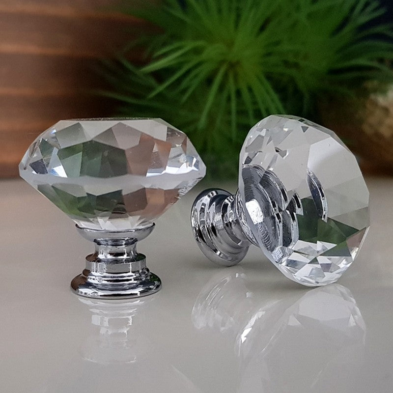 Puxador Cristal Diamante 30mm Base Cromada - C2101