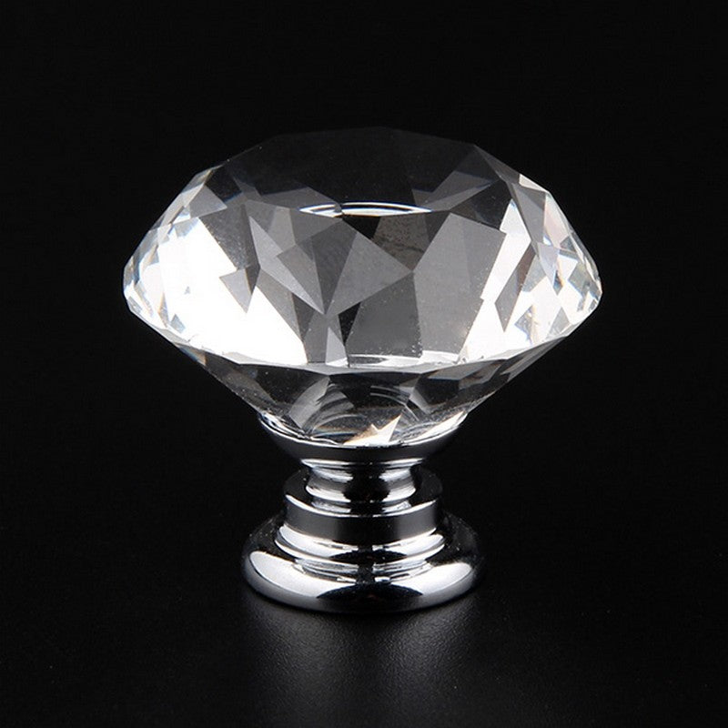 Puxador Cristal Diamante 30mm Base Cromada - C2101