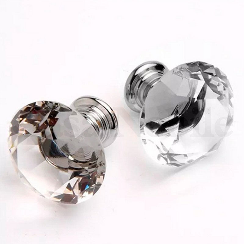 Puxador Cristal Diamante 30mm Base Cromada - C2101