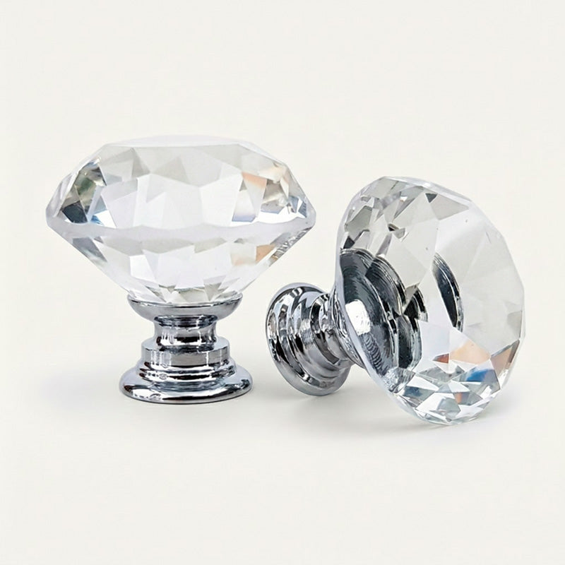 Puxador Cristal Diamante 30mm Base Cromada - C2101