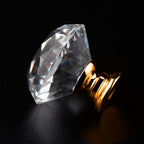 Puxador Cristal Diamante 30mm Base Dourada - C2102