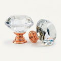 Puxador Cristal Diamante 30mm Base Rosegold - C2103