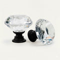Puxador Cristal Diamante 30mm Base Preto Fosco - C2105
