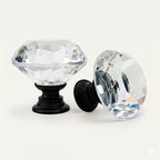 Puxador Cristal Diamante 30mm Base Preto Fosco - C2105