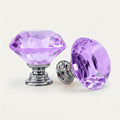 Puxador Cristal Diamante 30mm Roxo Claro Base Cromada - C2111