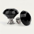 Puxador Cristal Diamante 30mm Preto Base Cromada - C2116