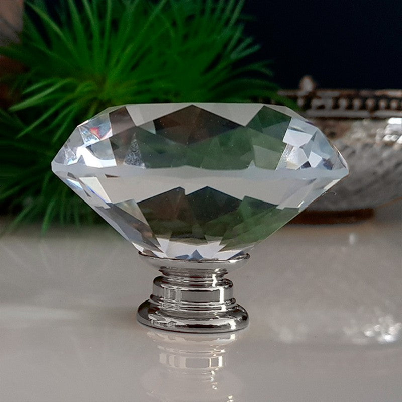 Puxador Cristal Diamante 40mm Base Cromada - C2120