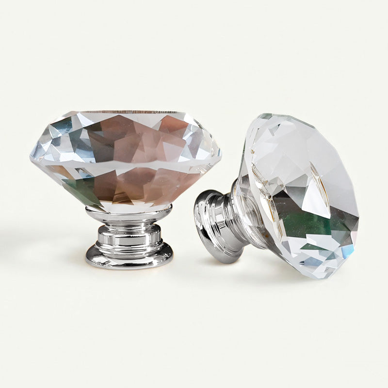 Puxador Cristal Diamante 40mm Base Cromada - C2120