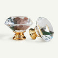 Puxador Cristal Diamante 40mm Base Dourada - C2121