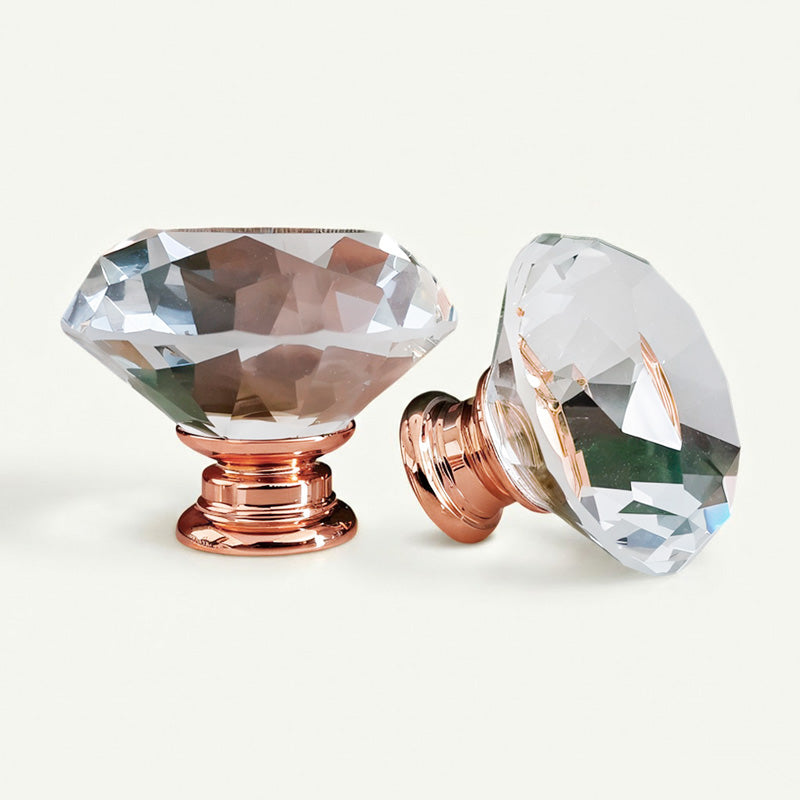 Puxador Cristal Diamante 40mm Base Rosegold - C2122