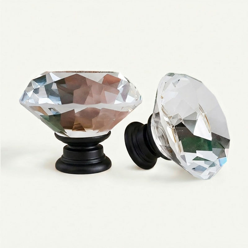 Puxador Cristal Diamante 40mm Base Preto Fosco - C2125