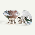 Puxador Cristal Diamante 40mm Base Níquel - C2126