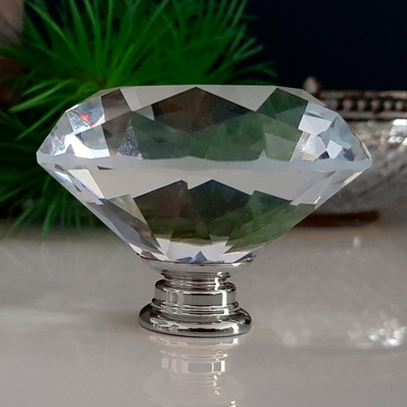 Puxador Cristal Diamante 50mm Base Cromada - C2140
