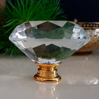 Puxador Cristal Diamante 50mm Base Dourada - C2141