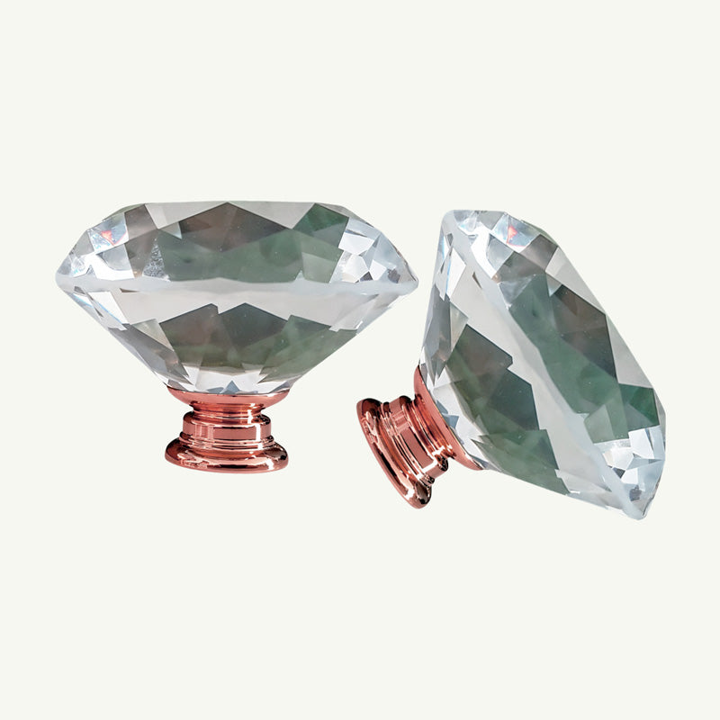 Puxador Cristal Diamante 50mm Base Rosegold - C2142