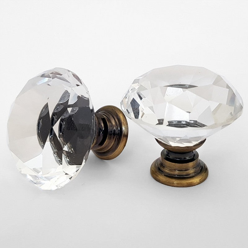 Puxador Cristal Diamante 30mm Base Bronze - C2144