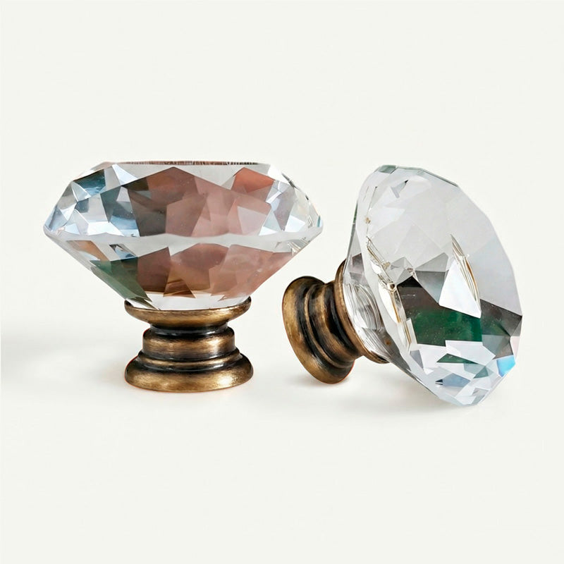Puxador Cristal Diamante 40mm Base Bronze - C2145