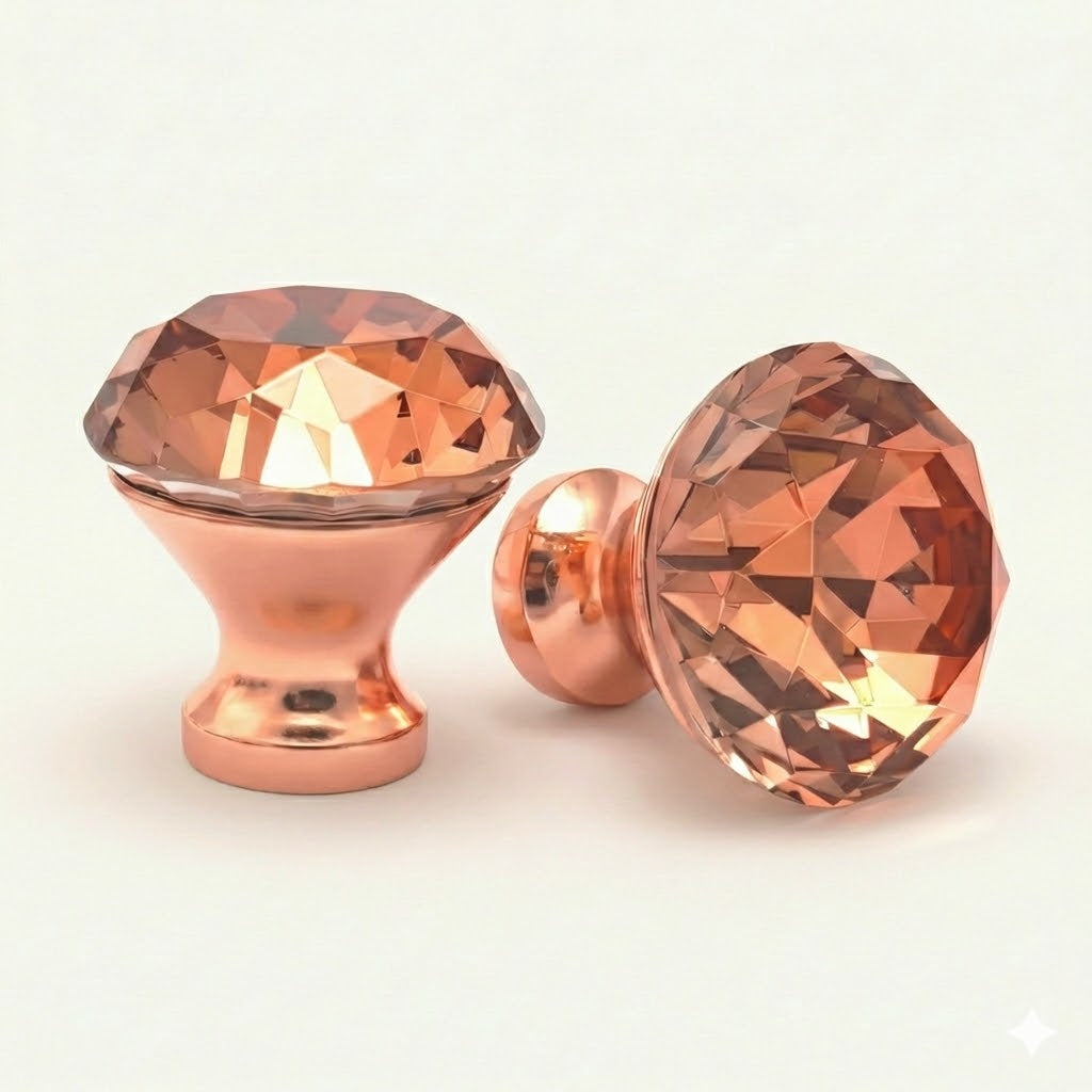 Puxador Cristal Shine 30mm Base e Cristal Rosegold - C2200