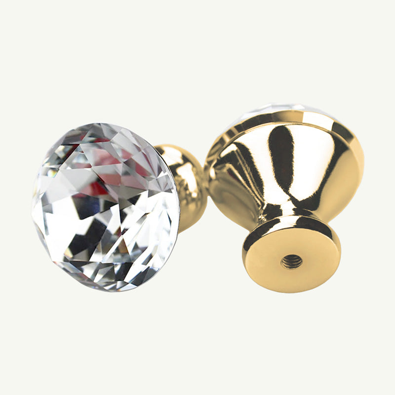 Puxador Cristal Shine 30mm Base Dourada - C2202