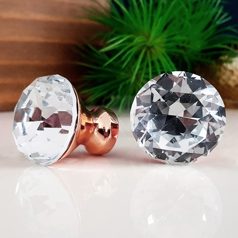 Puxador Cristal Shine 30mm Base Rosegold Cristal Clear - C2203