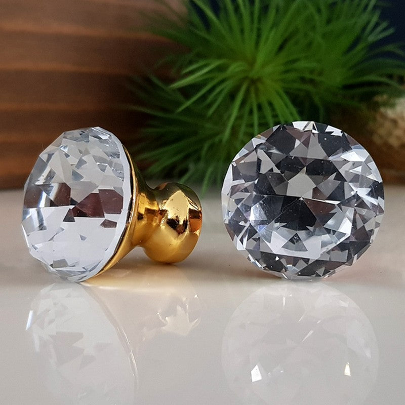 Puxador Cristal Shine 30mm Base Dourada - C2202