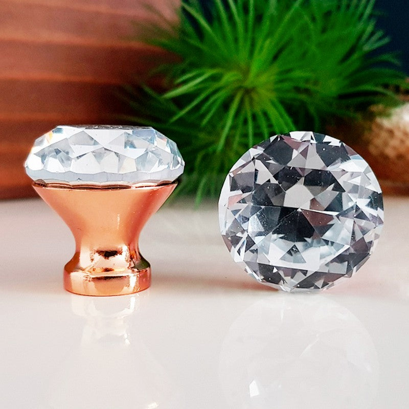 Puxador Cristal Shine 30mm Base Rosegold Cristal Clear - C2203
