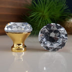 Puxador Cristal Shine 30mm Base Dourada - C2202