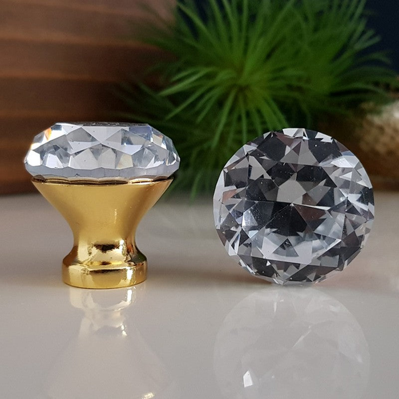 Puxador Cristal Shine 30mm Base Dourada - C2202