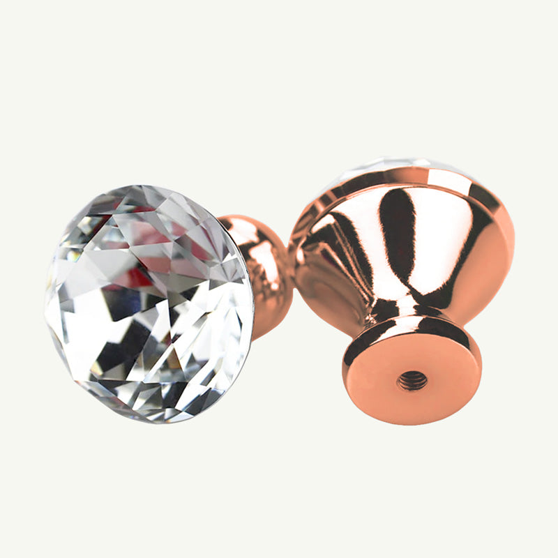 Puxador Cristal Shine 30mm Base Rosegold Cristal Clear - C2203