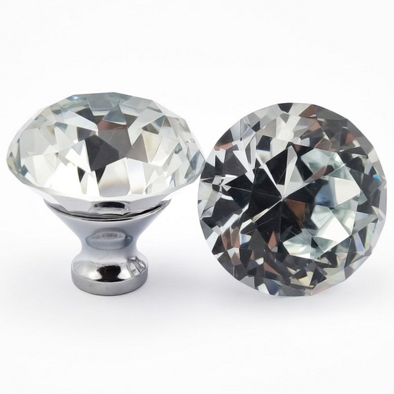 Puxador Cristal Shine 40mm Cromado e Clear - C2220