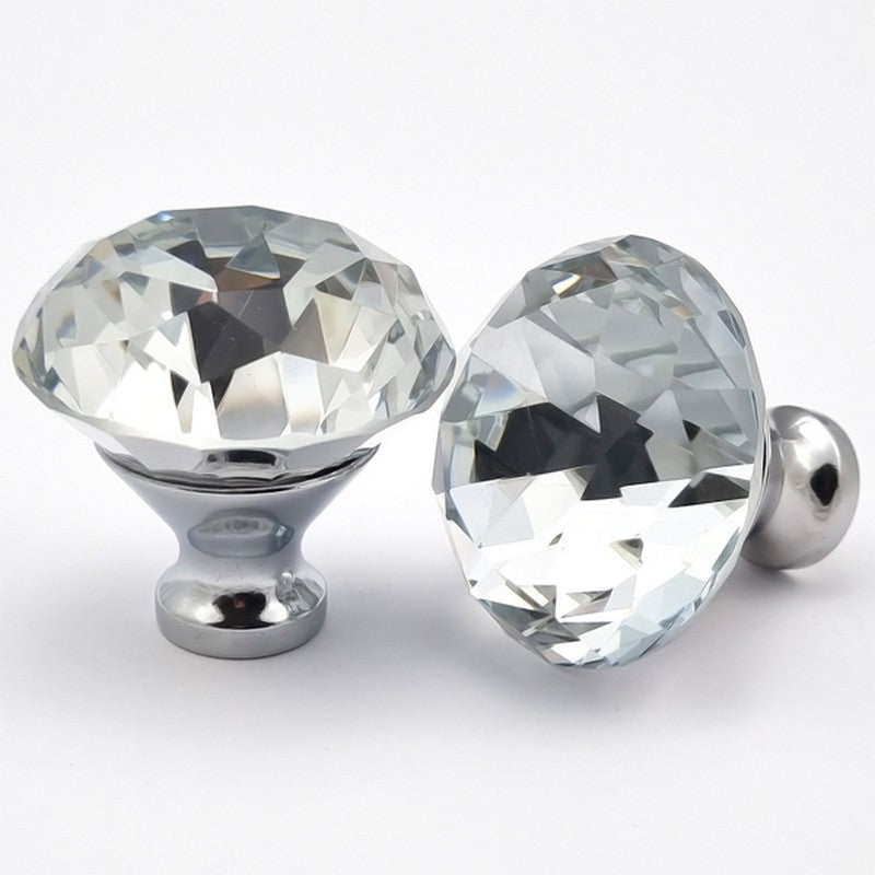 Puxador Cristal Shine 40mm Cromado e Clear - C2220