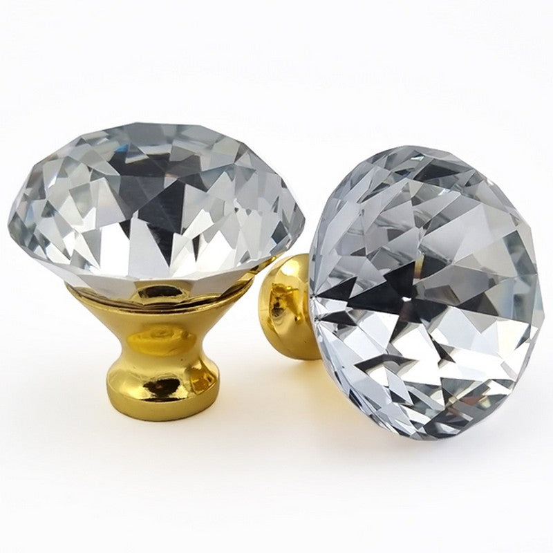 Puxador Cristal Shine 40mm Dourado e Clear - C2221