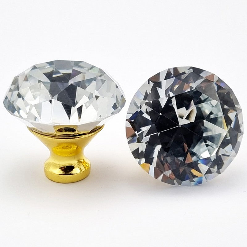 Puxador Cristal Shine 40mm Dourado e Clear - C2221