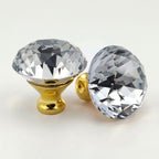 Puxador Cristal Shine 40mm Dourado e Clear - C2221