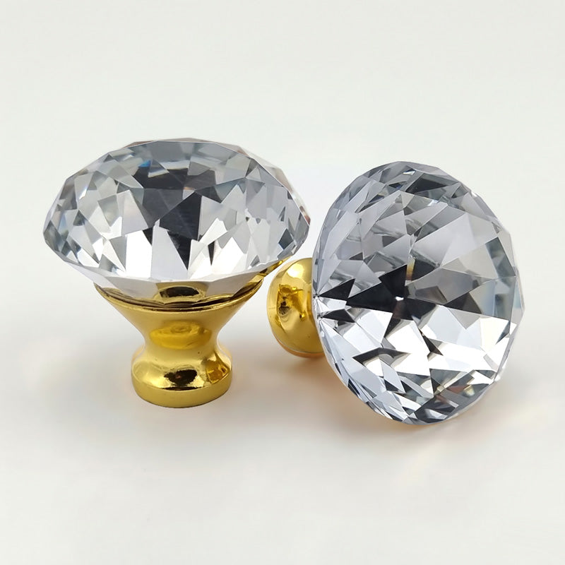 Puxador Cristal Shine 40mm Dourado e Clear - C2221