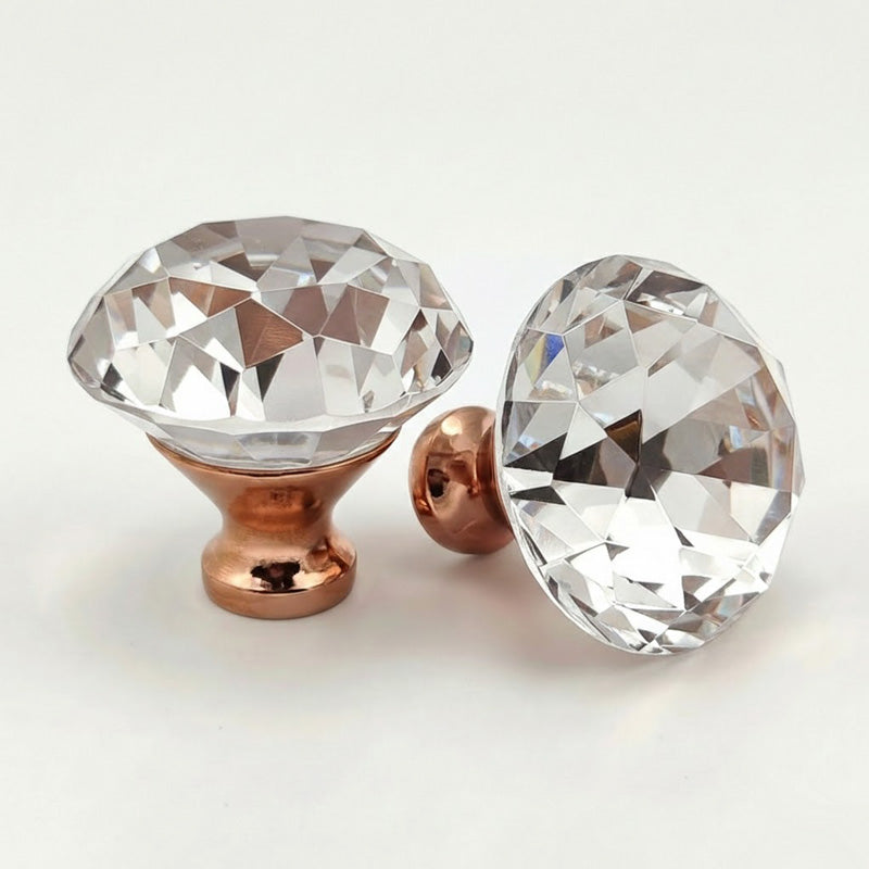 Puxador Cristal Shine 40mm Rosegold e Clear - C2222