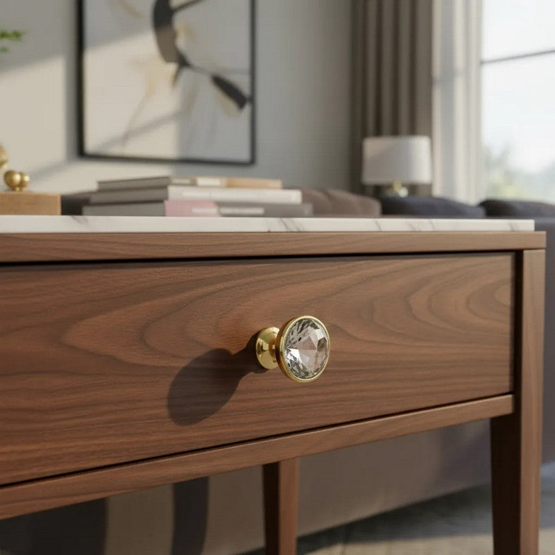 Puxador Ponto Cristal 35mm Dourado Brilho - C2302