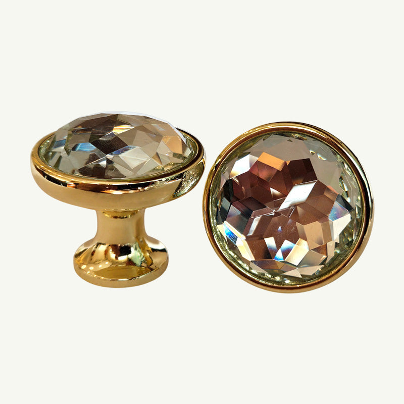 Puxador Ponto Cristal 35mm Dourado Brilho - C2302