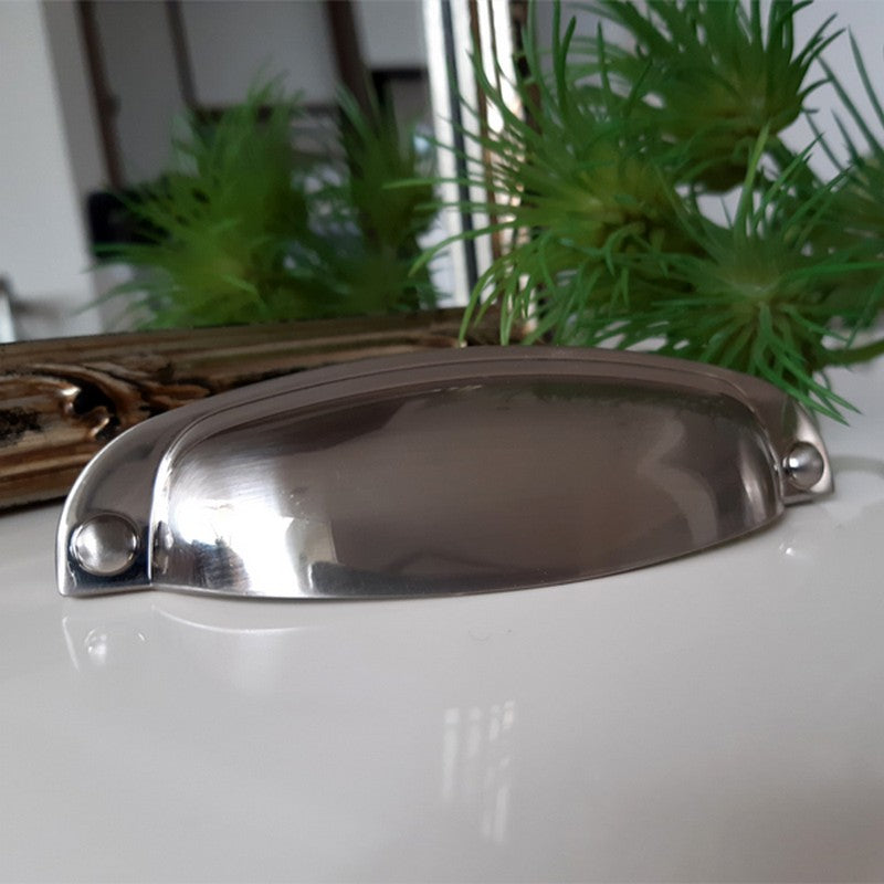 Puxador Metal Concha Níquel Escovado 108mm - C3209