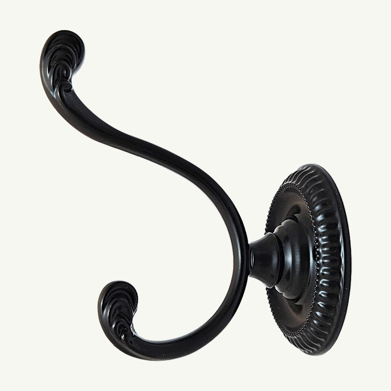 Gancho Duplo Colonial Antique Preto Fosco - C4024