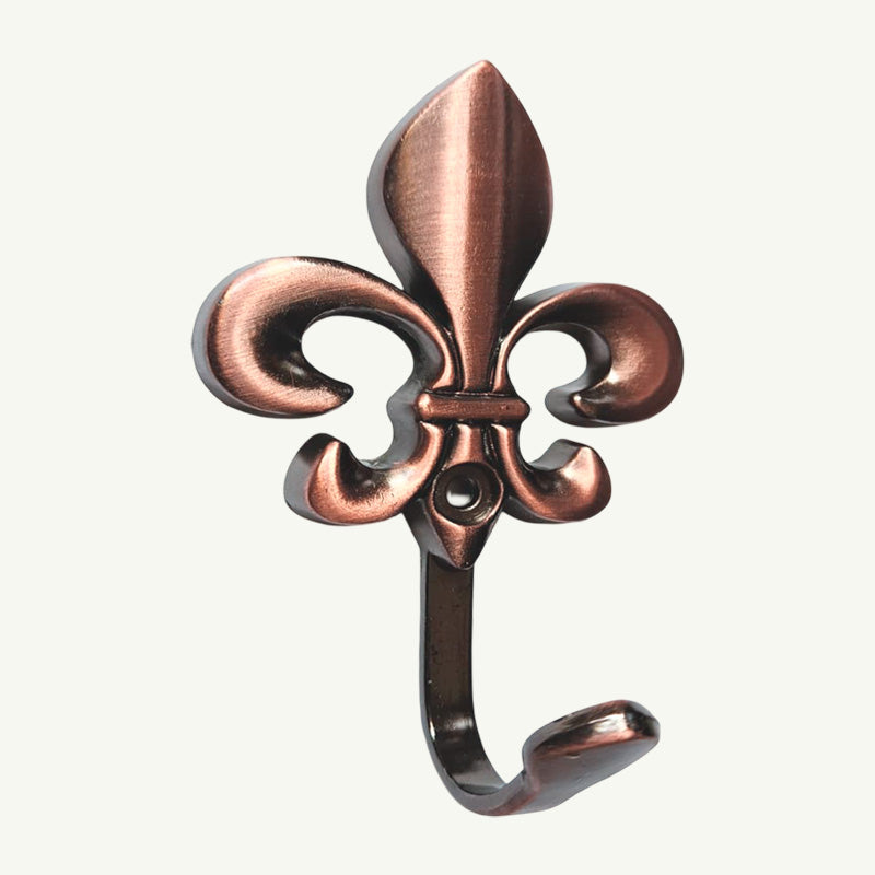 Gancho Flor de Lis Colonial Cobre Antigo - C4031