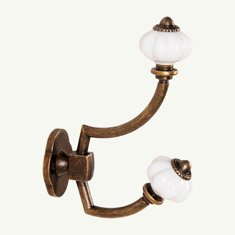 Gancho Parede Duplo de Porcelana Branco - C4041