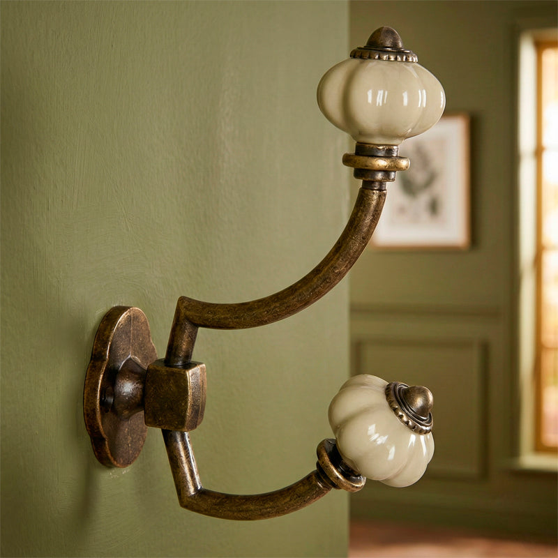 Gancho Parede Duplo de Porcelana Areia - C4043