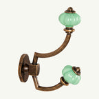 Gancho Parede Duplo de Porcelana Verde Claro - C4044