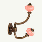 Gancho Parede Duplo de Porcelana Rosa - C4046