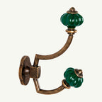 Gancho Parede Duplo de Porcelana Verde Escuro - C4047