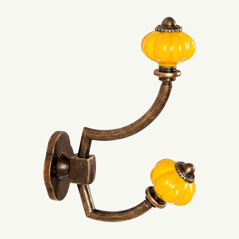 Gancho Parede Duplo de Porcelana Amarelo - C4049