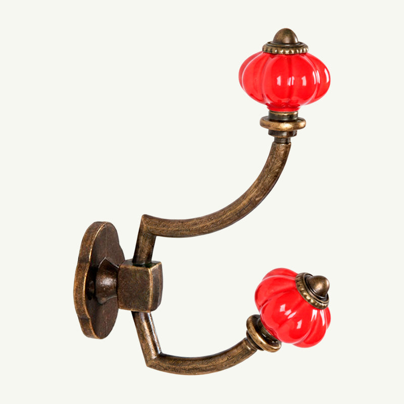 Gancho Parede Duplo de Porcelana Vermelho - C4050