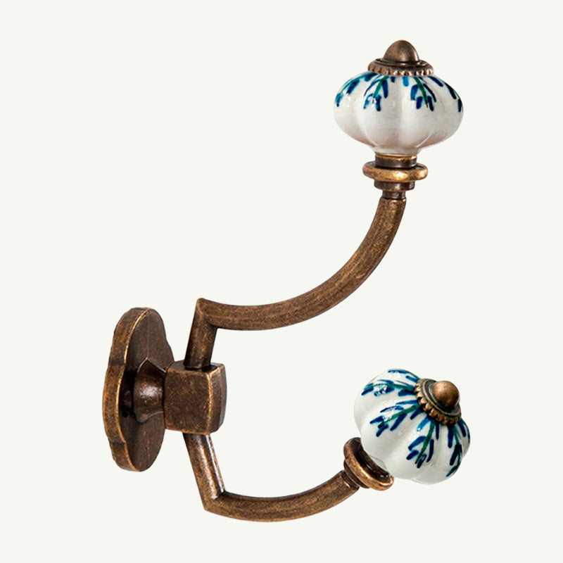 Gancho Parede Duplo de Porcelana Branco - C4051